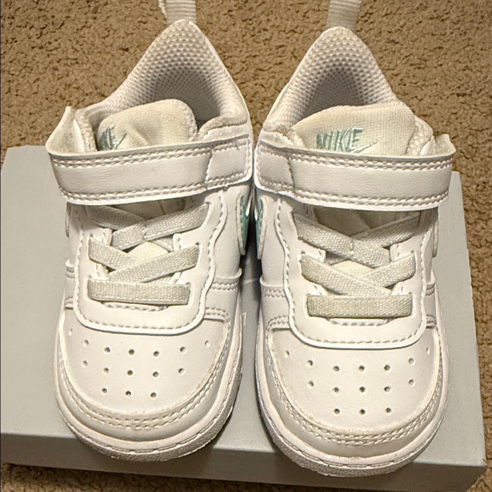 Nike Kids White Sneakers with Velcro Straps
